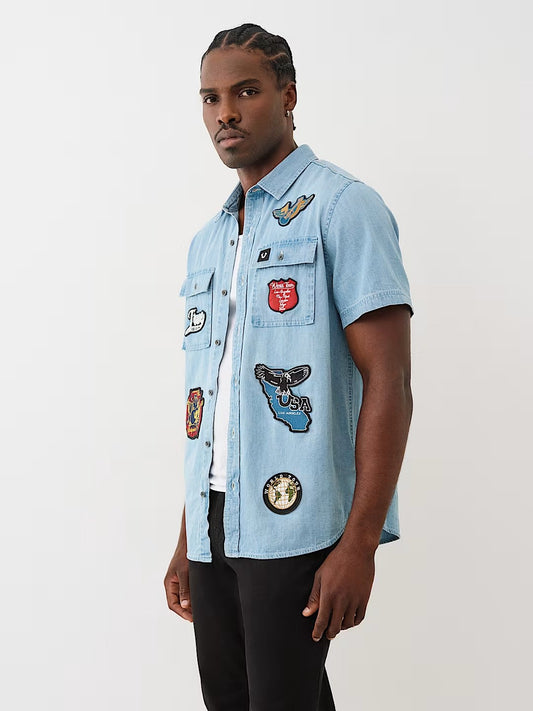 CHAMBRAY SS WRKWR SHRT W PATCH