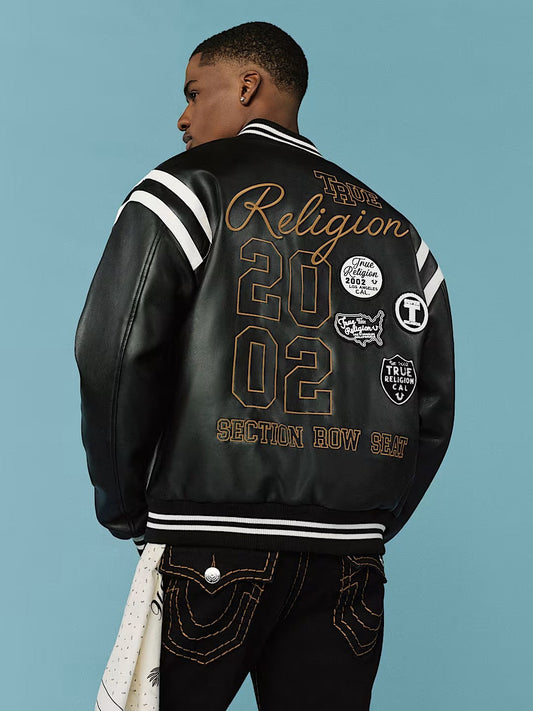 RETRO PU VARSITY JACKET