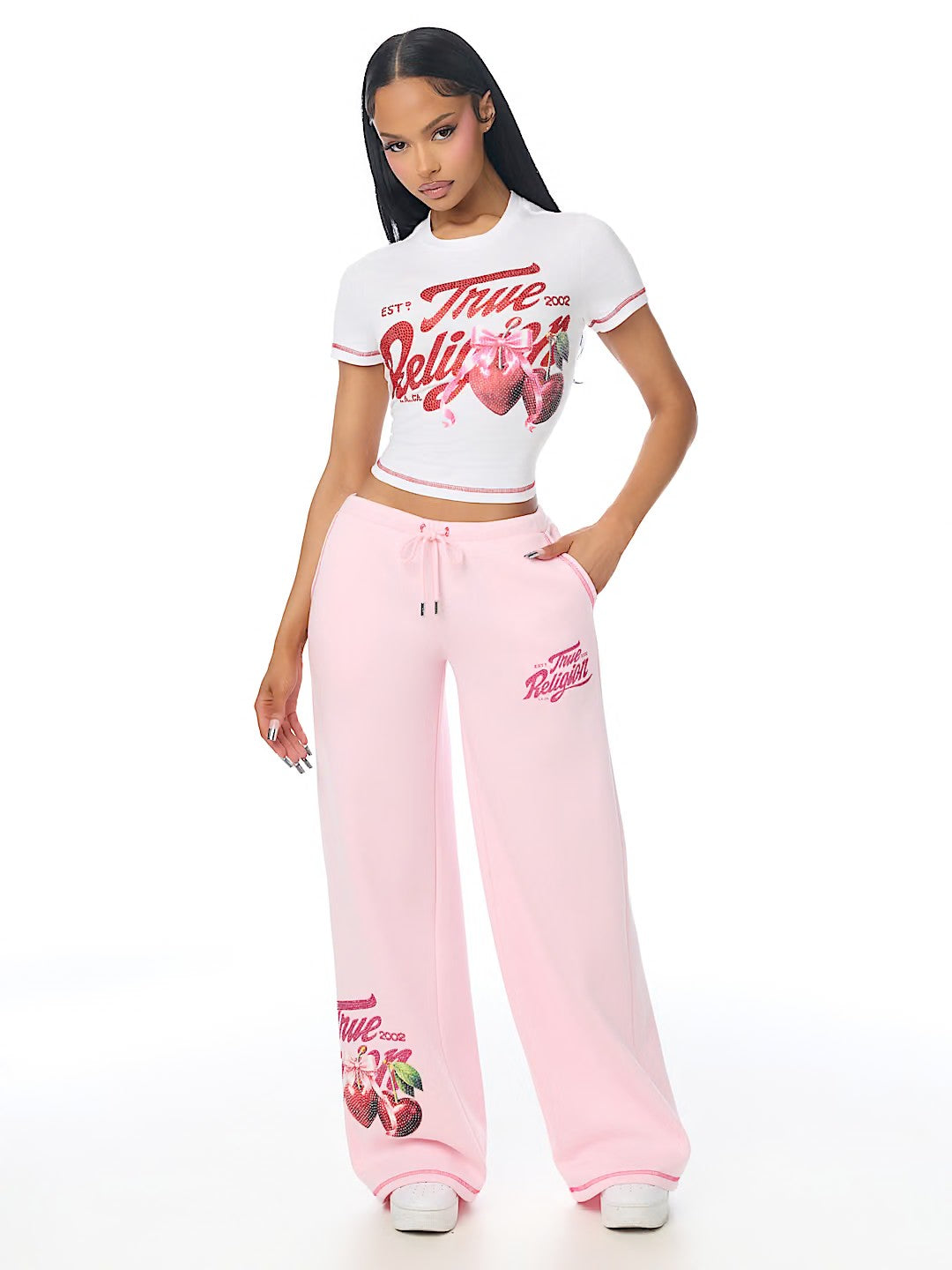 CRYSTAL CHERRY WIDE LEG PANTS