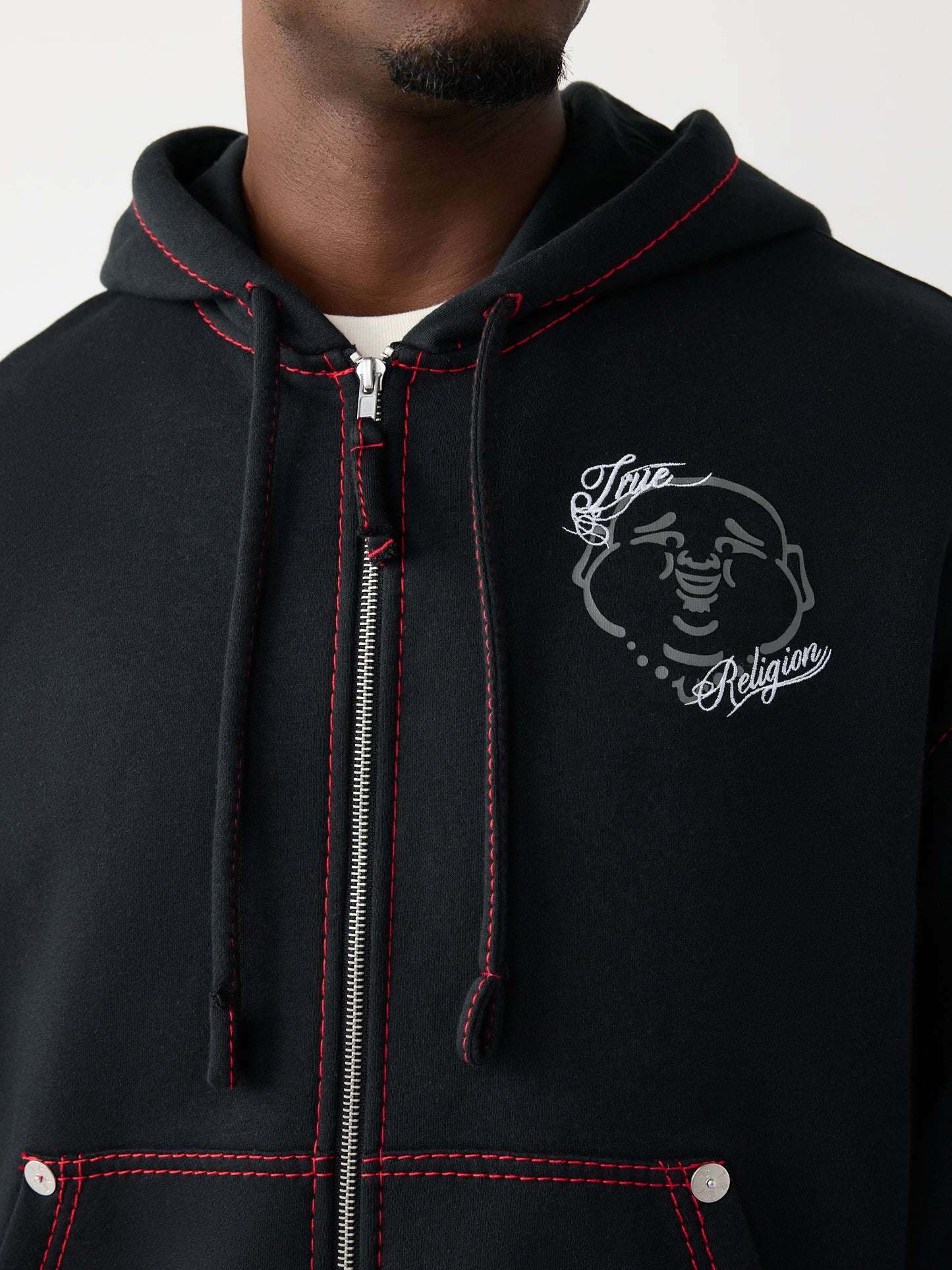 BUDDHA FACE BIG T BOXY ZIP UP