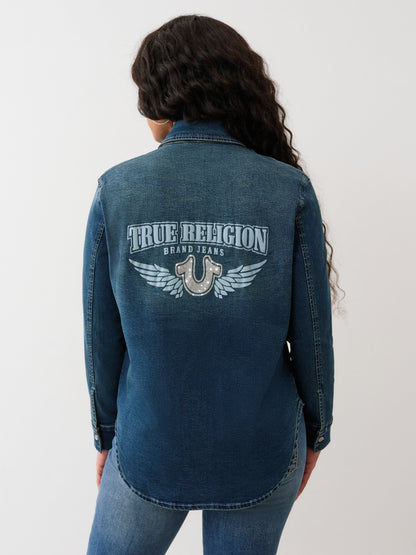 GEORGIA DENIM GLITTER SHIRT