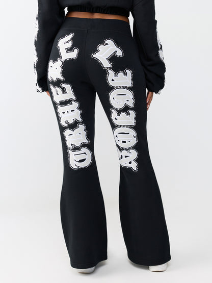 CRYSTAL BRANDED FLARE PANTS