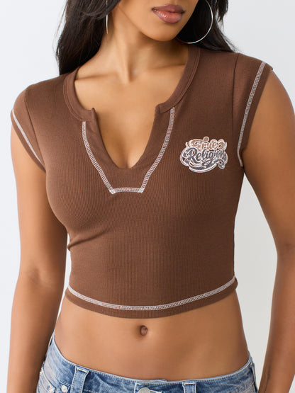 CRYSTAL ICECREAM RIB NOTCH TEE