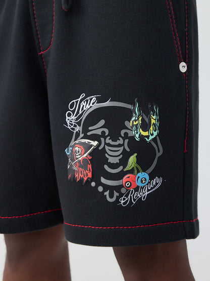 BUDDHA FACE BIG T FLEECE SHORT