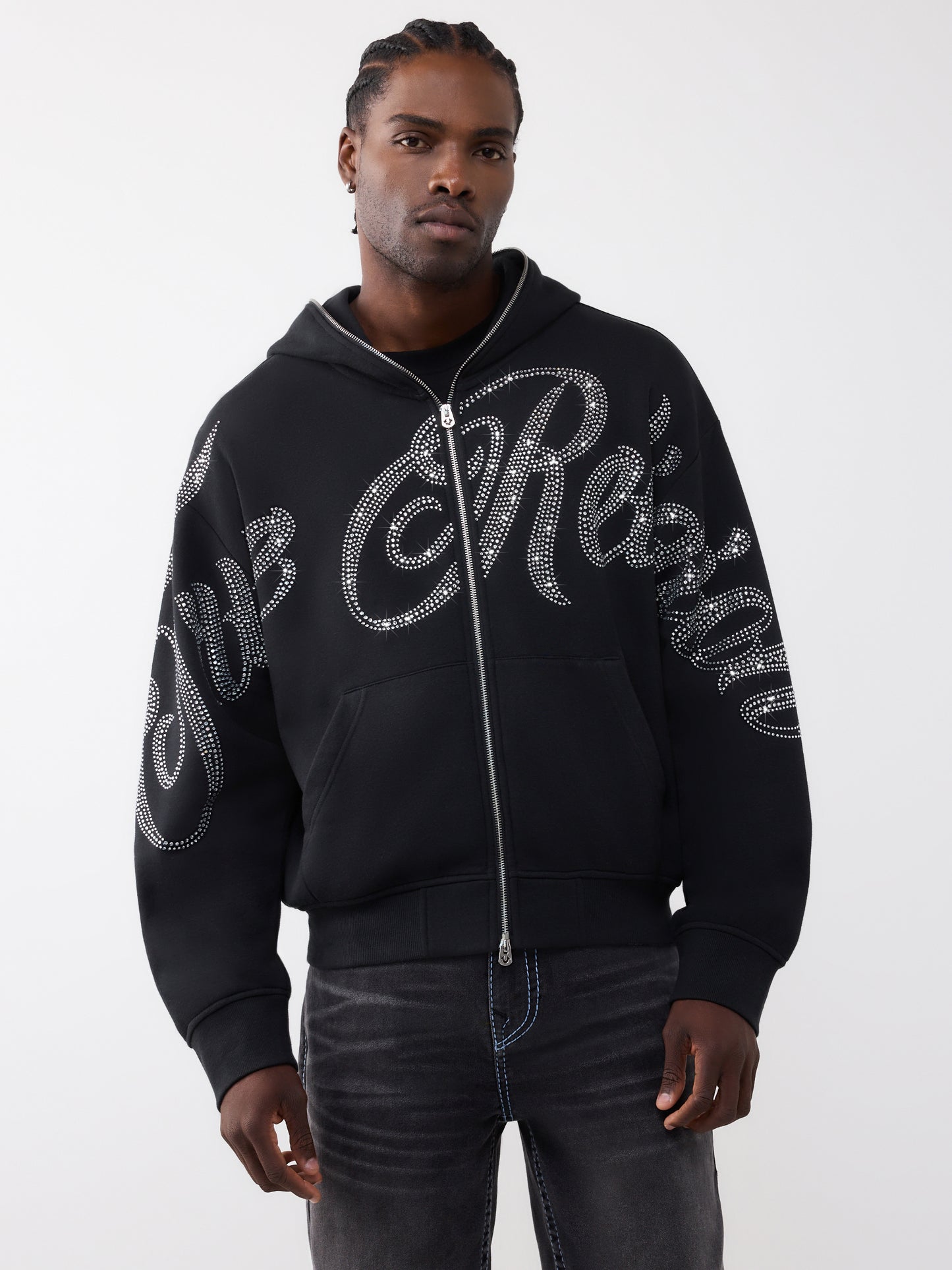 CRYSTAL SCRIPT BOXY ZIP UP