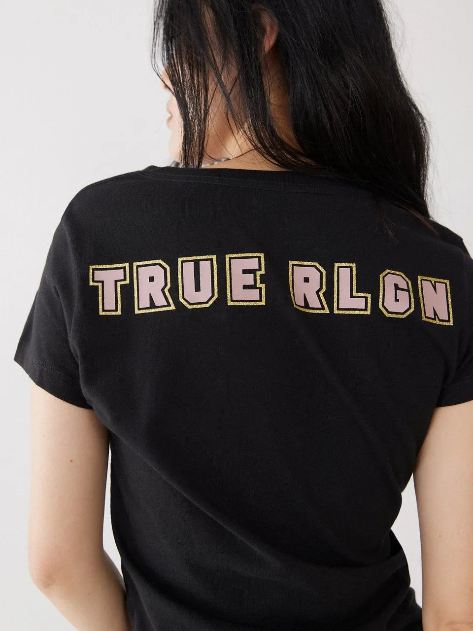 GLITTER LOGO V NECK TEE - TRUE RELIGION MEXICO