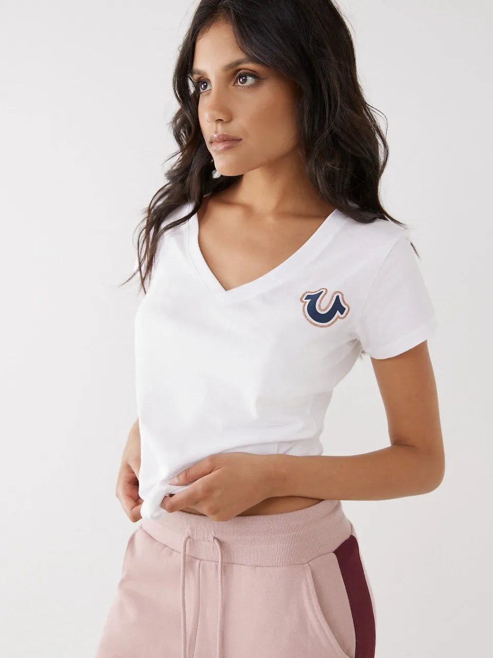 GLITTER LOGO V NECK TEE - TRUE RELIGION MEXICO