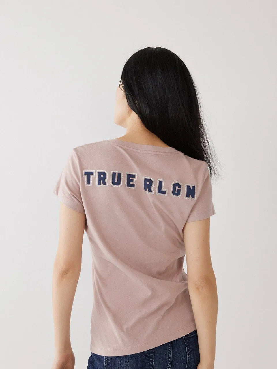 GLITTER LOGO V NECK TEE - TRUE RELIGION MEXICO