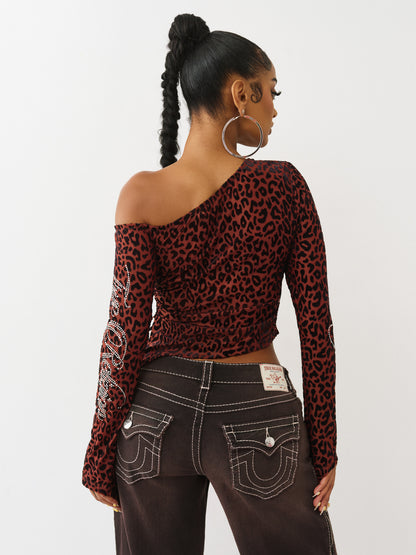 LEOPARD ONE SHOULDER TOP