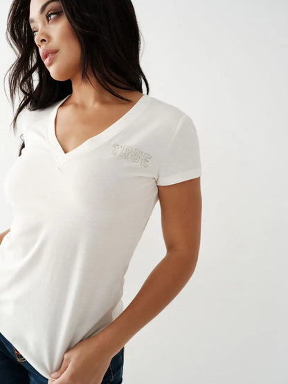 GLITTER STAMP V NECK TEE - TRUE RELIGION MEXICO