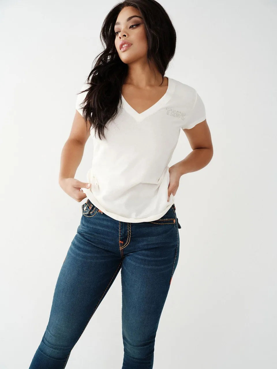 GLITTER STAMP V NECK TEE - TRUE RELIGION MEXICO