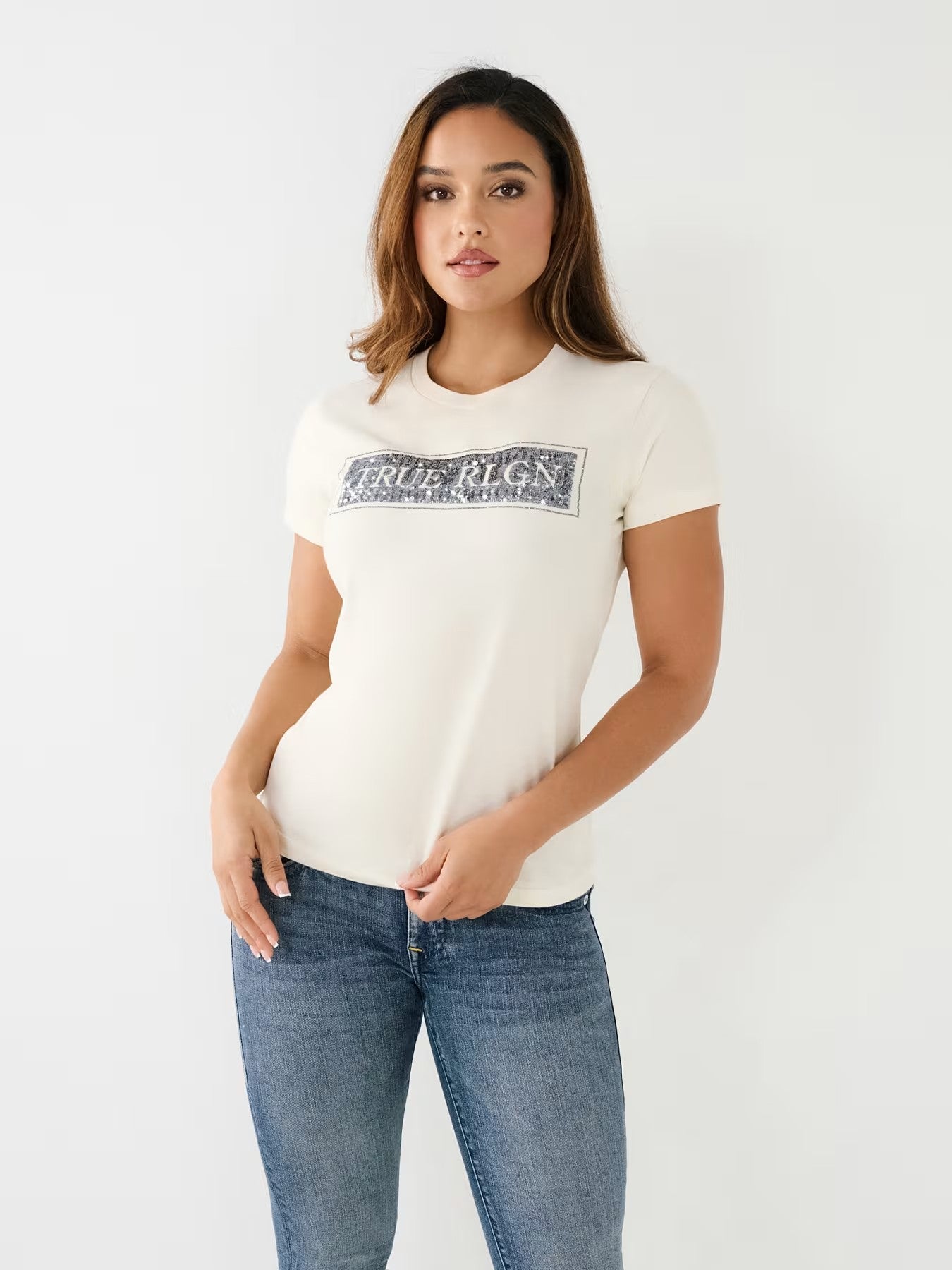 SEQUINS TRUE RLGN CREW TEE