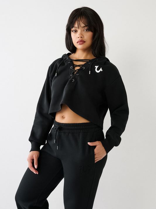 BOXY LACE UP HOODIE