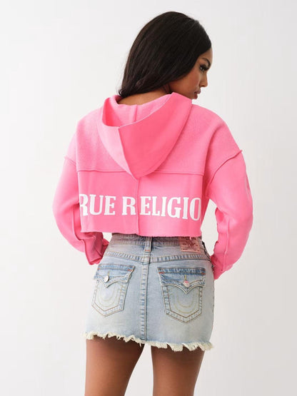 LOGO CROP FLEECE HOODIE - TRUE RELIGION MEXICO
