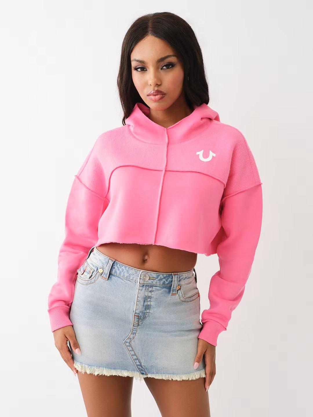 Fleece crop hoodie on sale