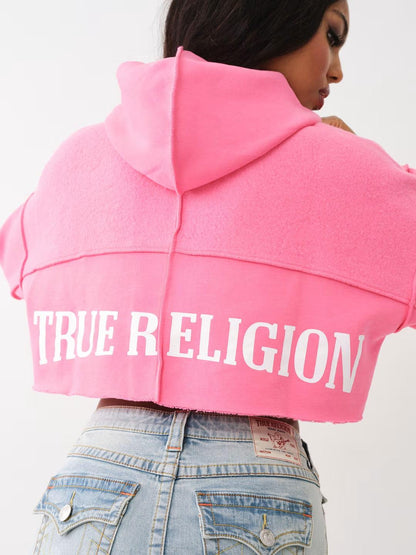 LOGO CROP FLEECE HOODIE - TRUE RELIGION MEXICO