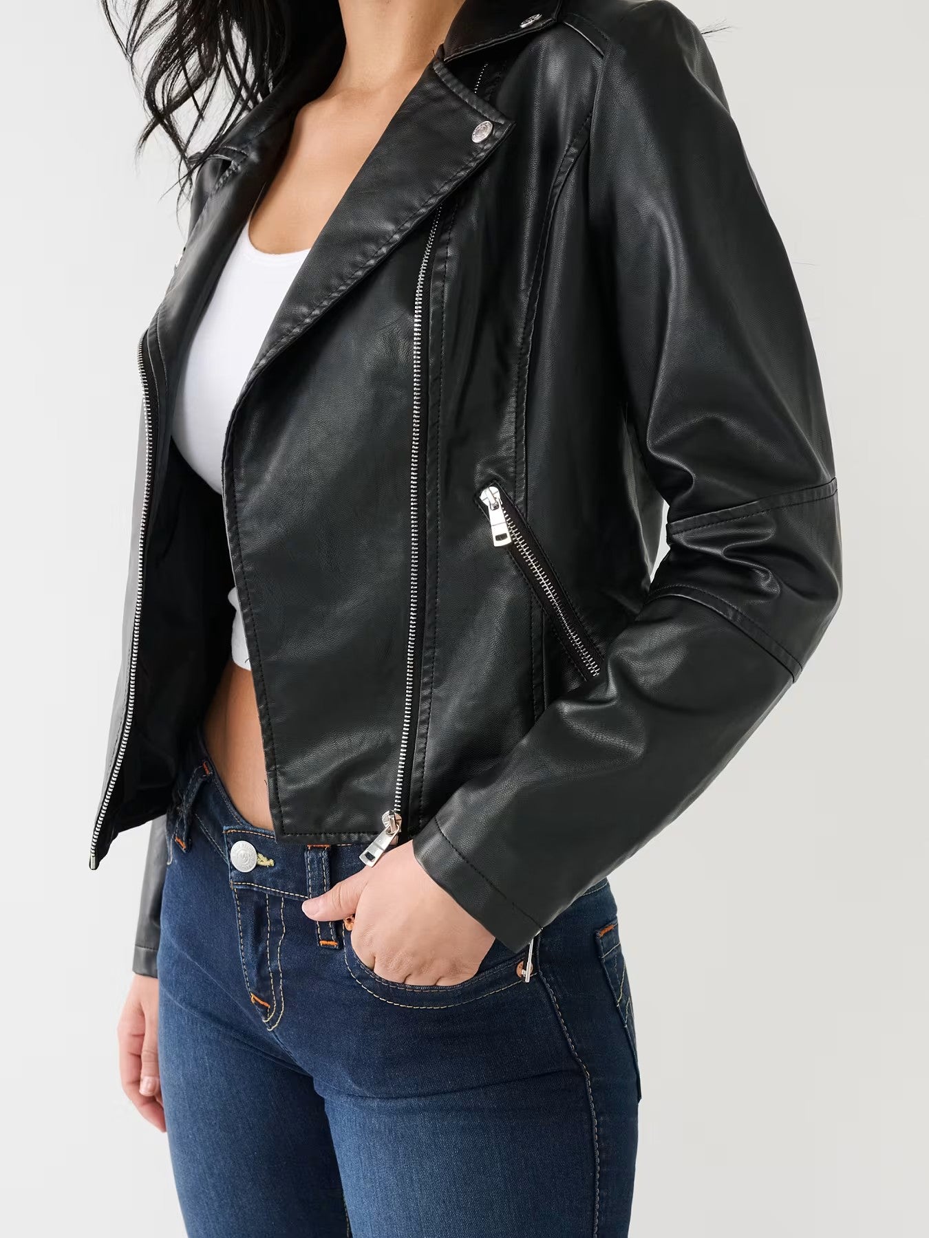 FAUX LEATHER MOTO JACKET