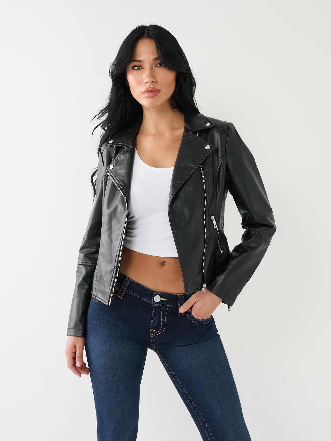 FAUX LEATHER MOTO JACKET