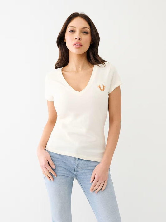 CUT OUT LUREX HS V NECK TEE - TRUE RELIGION MEXICO