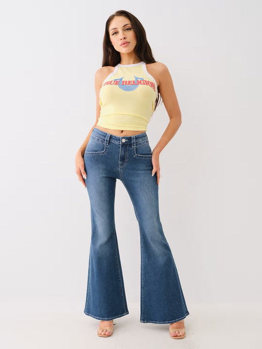 MID RISE BELL BOTTOM FLAP JEAN