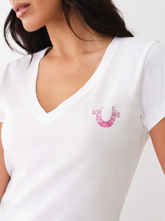 OMBRE CRYSTAL V NECK SS TEE - TRUE RELIGION MEXICO