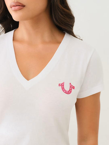 CRYSTAL LIPS V NECK TEE - TRUE RELIGION MEXICO