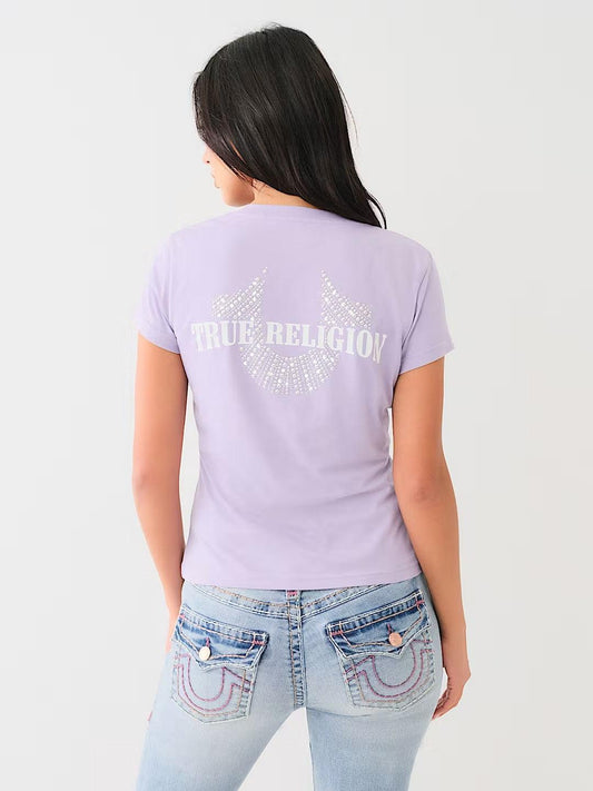 STUDDED HORSESHOE V NECK TEE - TRUE RELIGION MEXICO