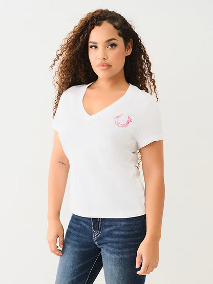 HS OMBRE CRYSTALS V NECK TEE