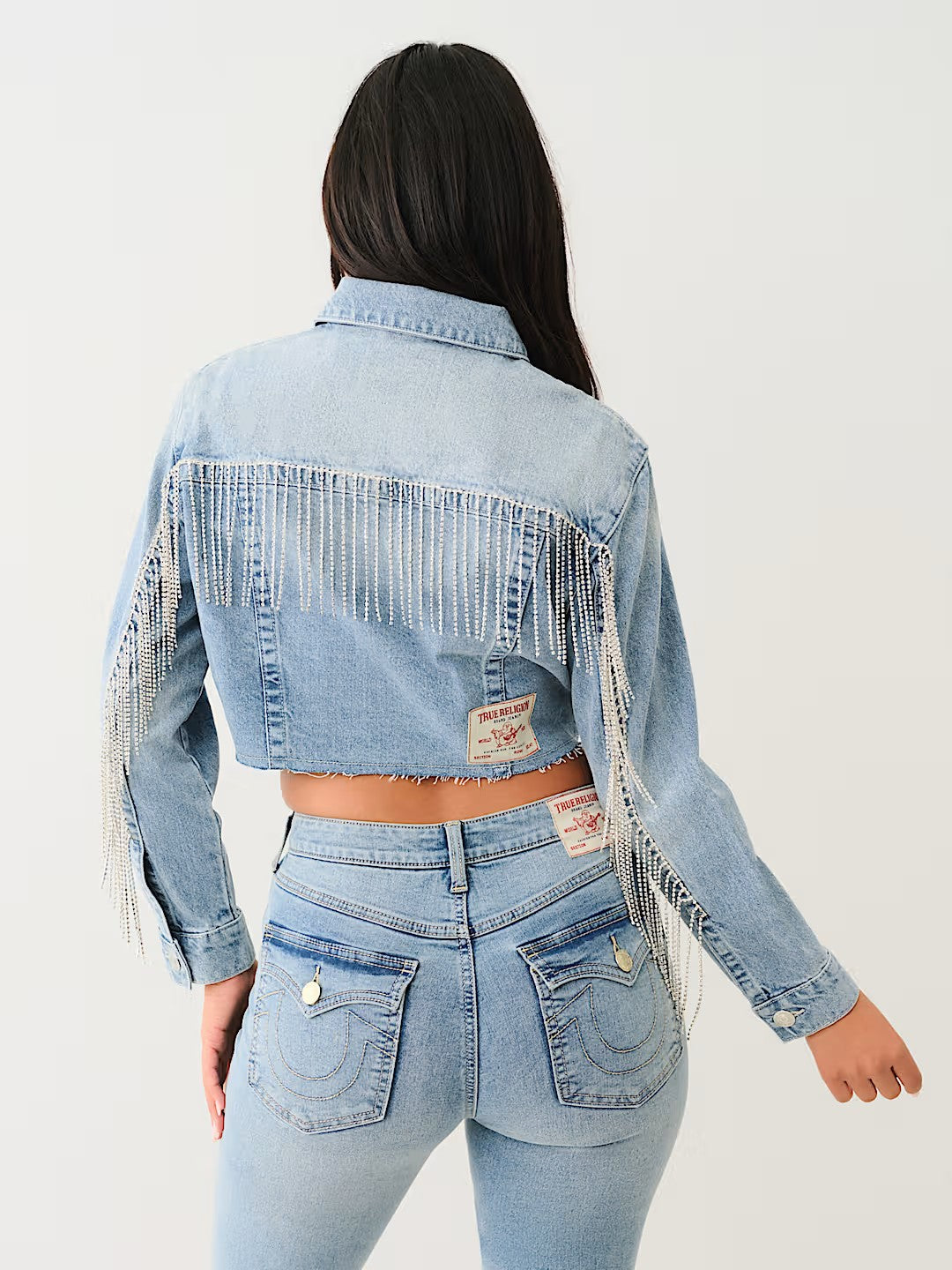 FRINGE CROPPED DENIM JACKET