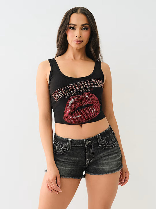 CRYSTAL LIPS RAW HEM TANK