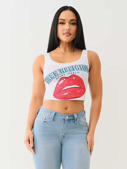 CRYSTAL LIPS RAW HEM TANK