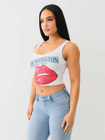 CRYSTAL LIPS RAW HEM TANK