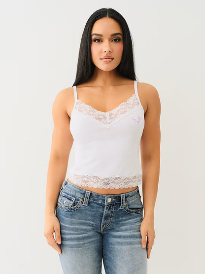 HS CRYSTL EMBROIDERY LACE TANK