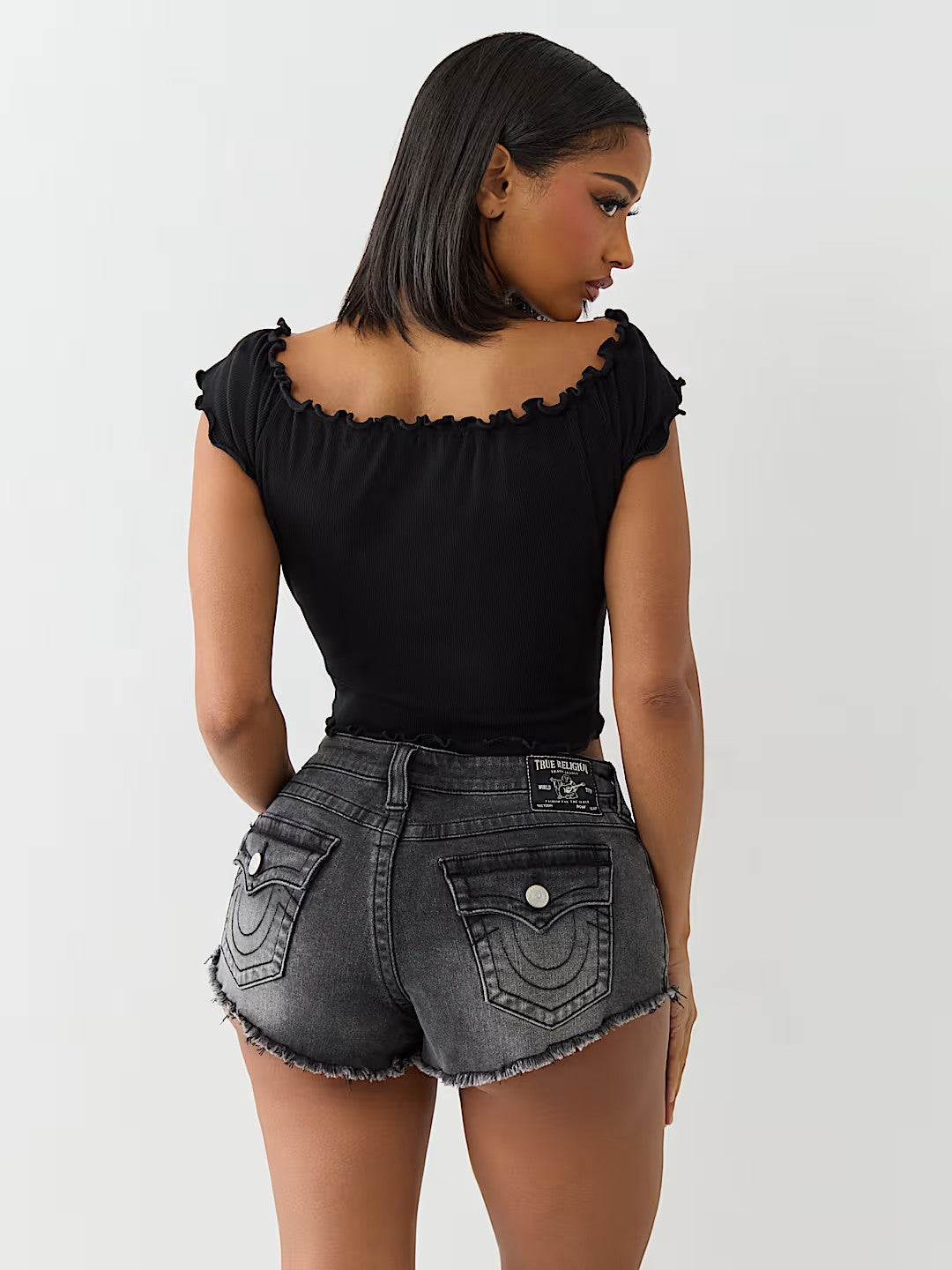 LETTUCE HEM OFF SHOULDER TOP