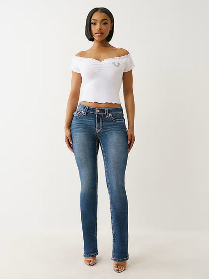 LETTUCE HEM OFF SHOULDER TOP