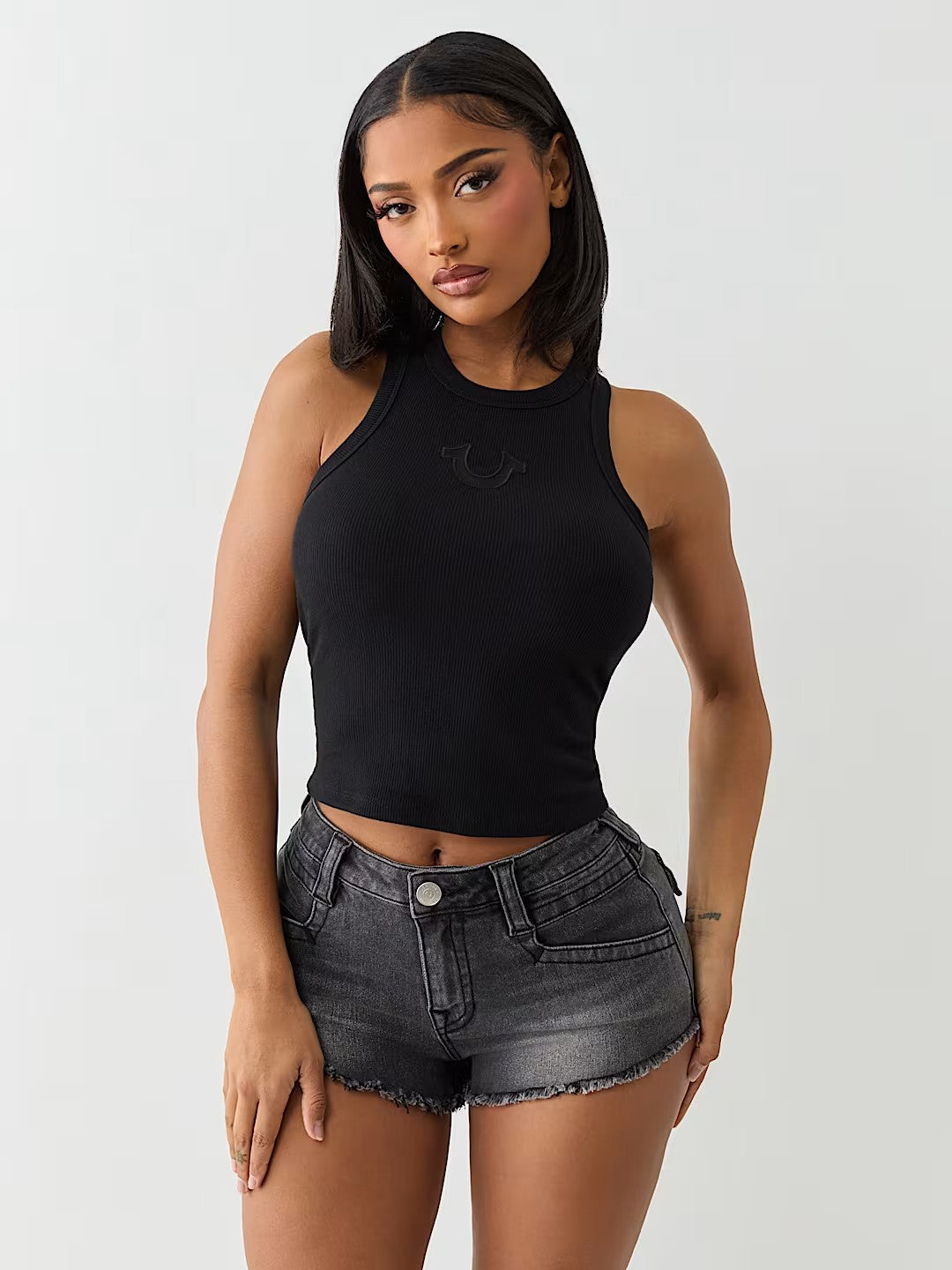 MESH HORSESHOE RACER TANK