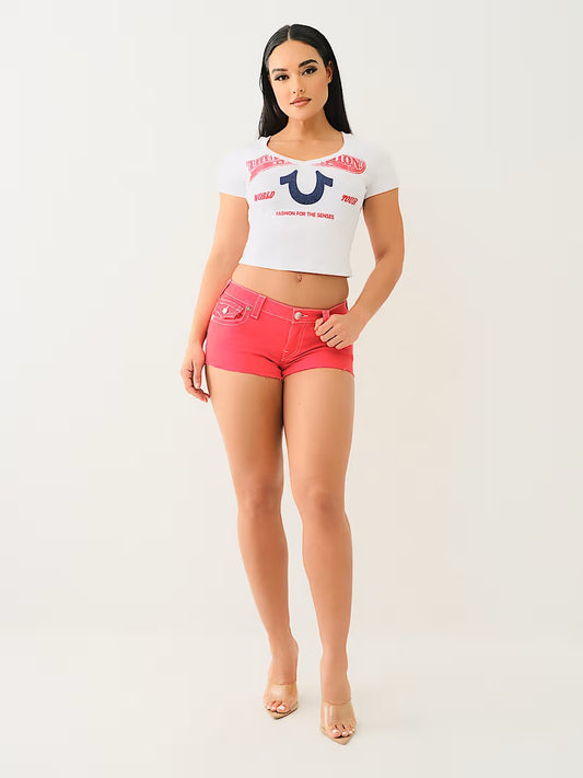 CRYSL HS V NECK BBY TEE
