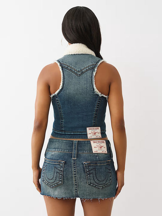 SHRUNKEN SHERPA DENIM VEST