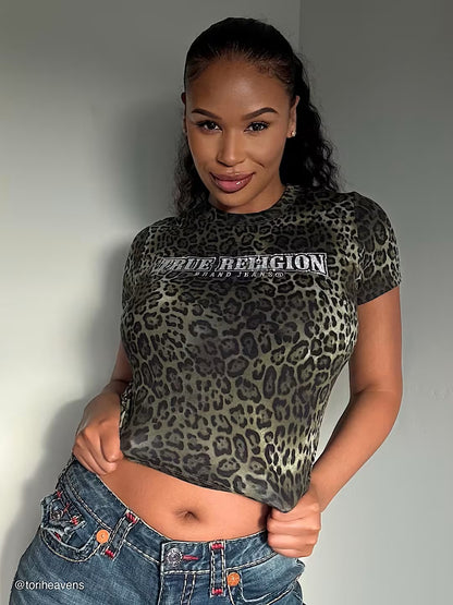 LEOPARD CRYSTALS  SS BABY TEE