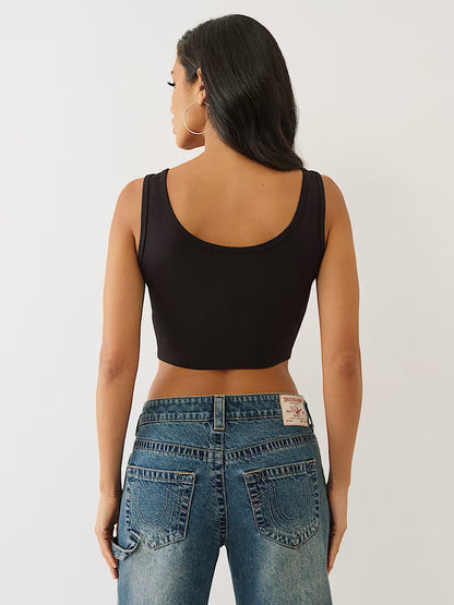 208CRYSTAL TIGGER CUT HEM TANK