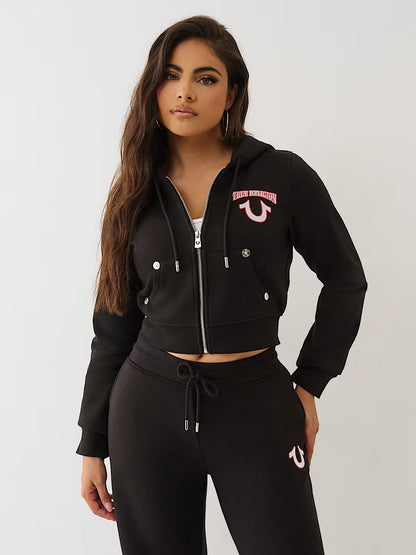 EMBROIDERED SHRUNKEN HOODIE