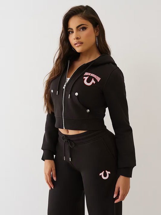 EMBROIDERED SHRUNKEN HOODIE