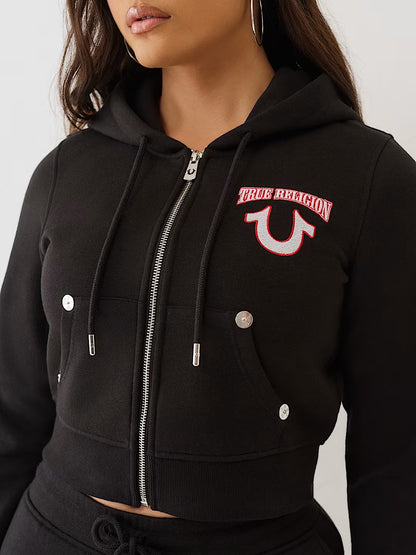 EMBROIDERED SHRUNKEN HOODIE