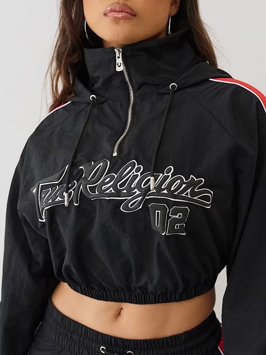 PUFF PRINT NYLN HALF ZIP JKT