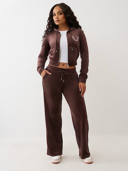 CRYSTAL VELOUR ZIP HOODIE