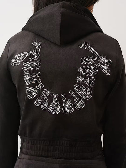 CRYSTAL VELOUR ZIP HOODIE