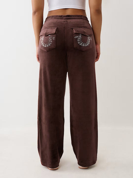 CRYSTL VELOUR STRAIGHT LEG PNT