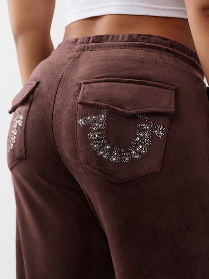 CRYSTL VELOUR STRAIGHT LEG PNT