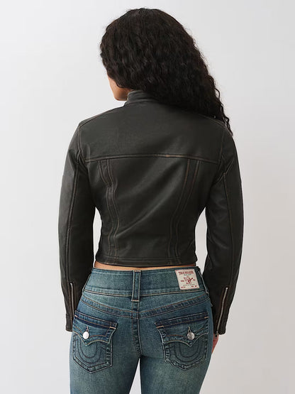 BRANDED WASHED PU JACKET