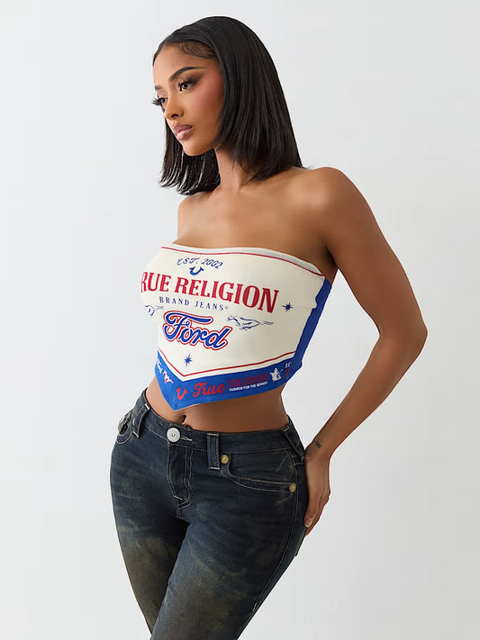 TRXFORD STRAPLESS SCARF TOP